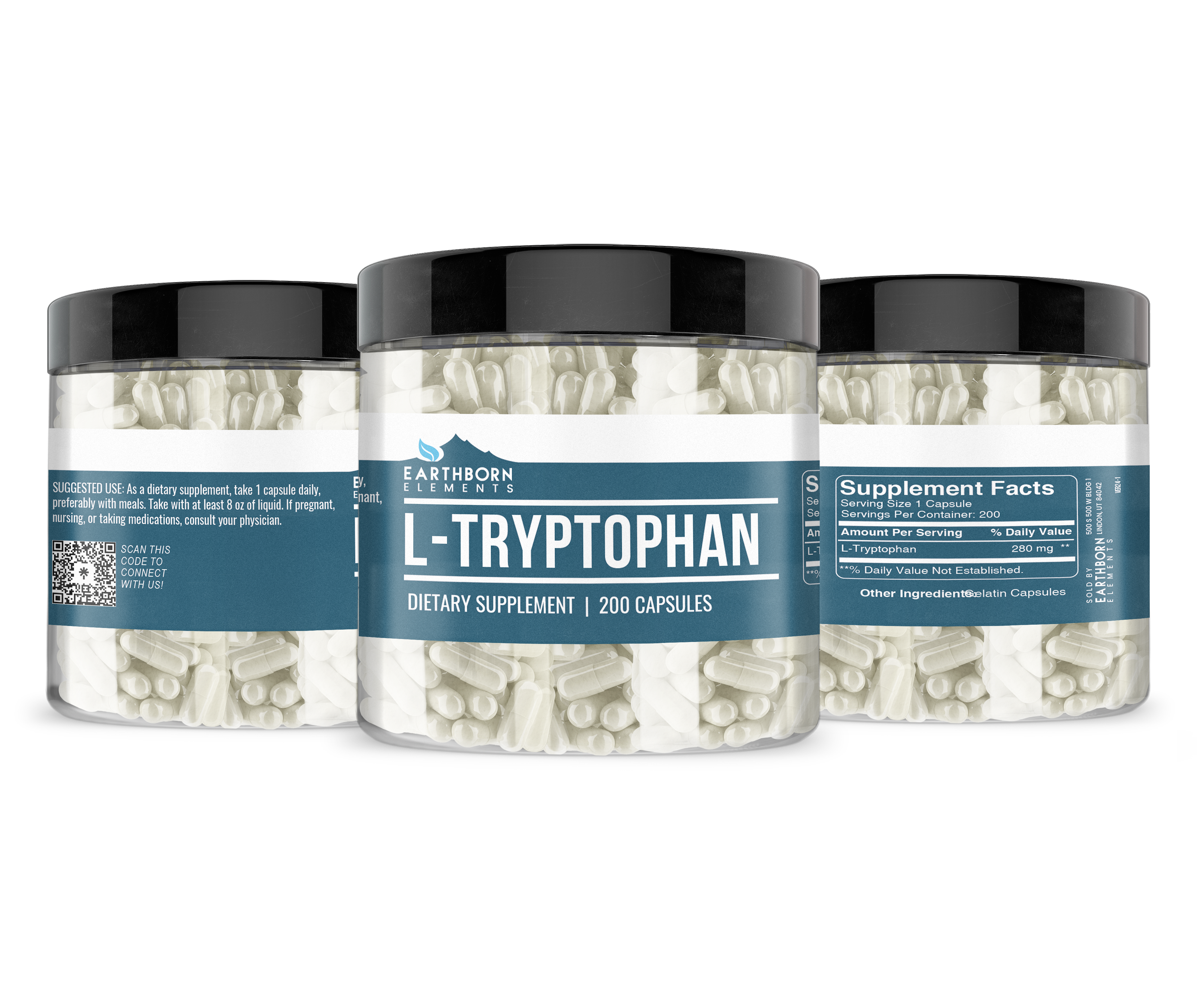 Earthborn Elements, Tryptophan, 200 Capsules - Image 2