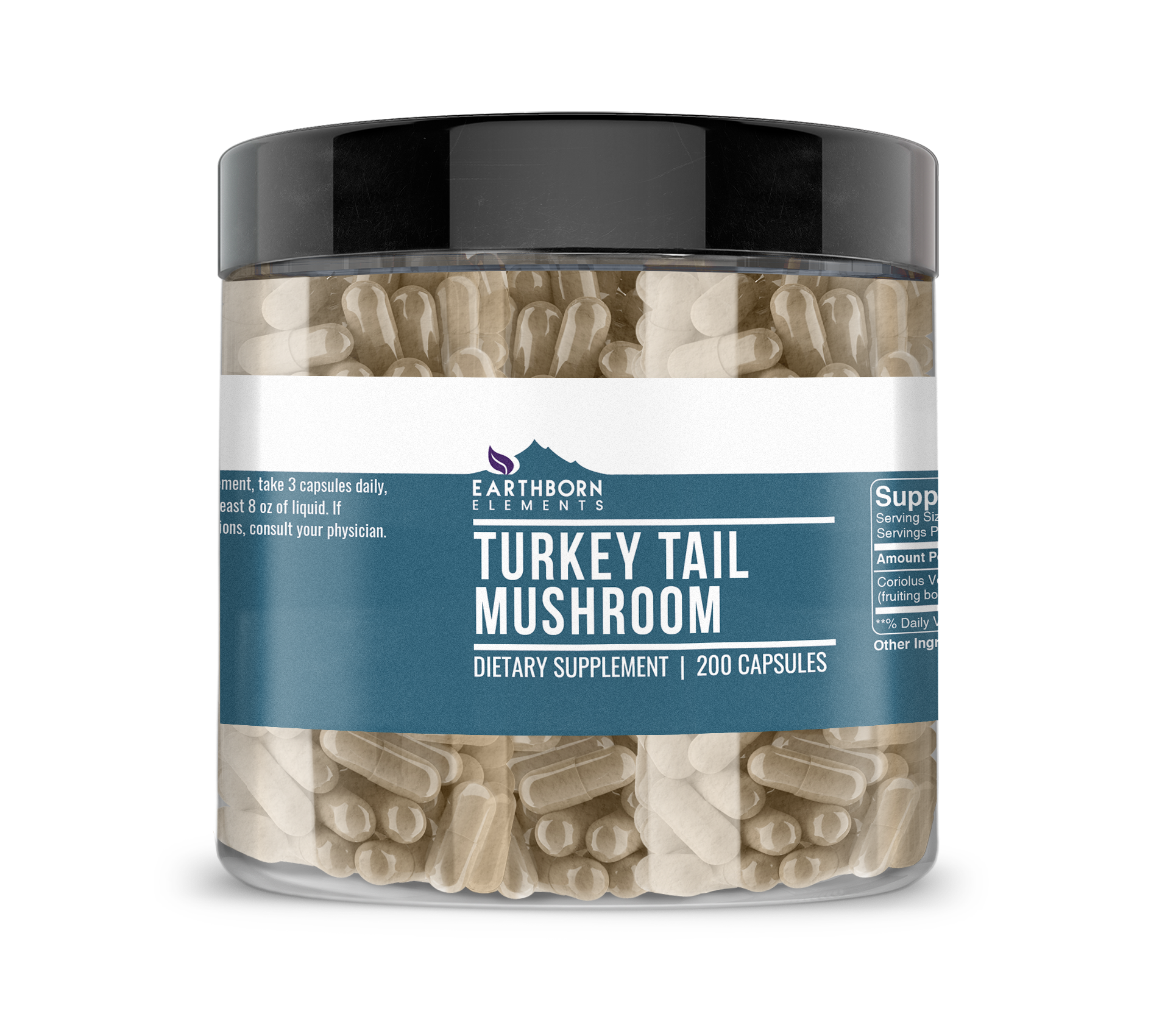 Earthborn Elements, Turkey Tail Mushroom, 200 Capsules