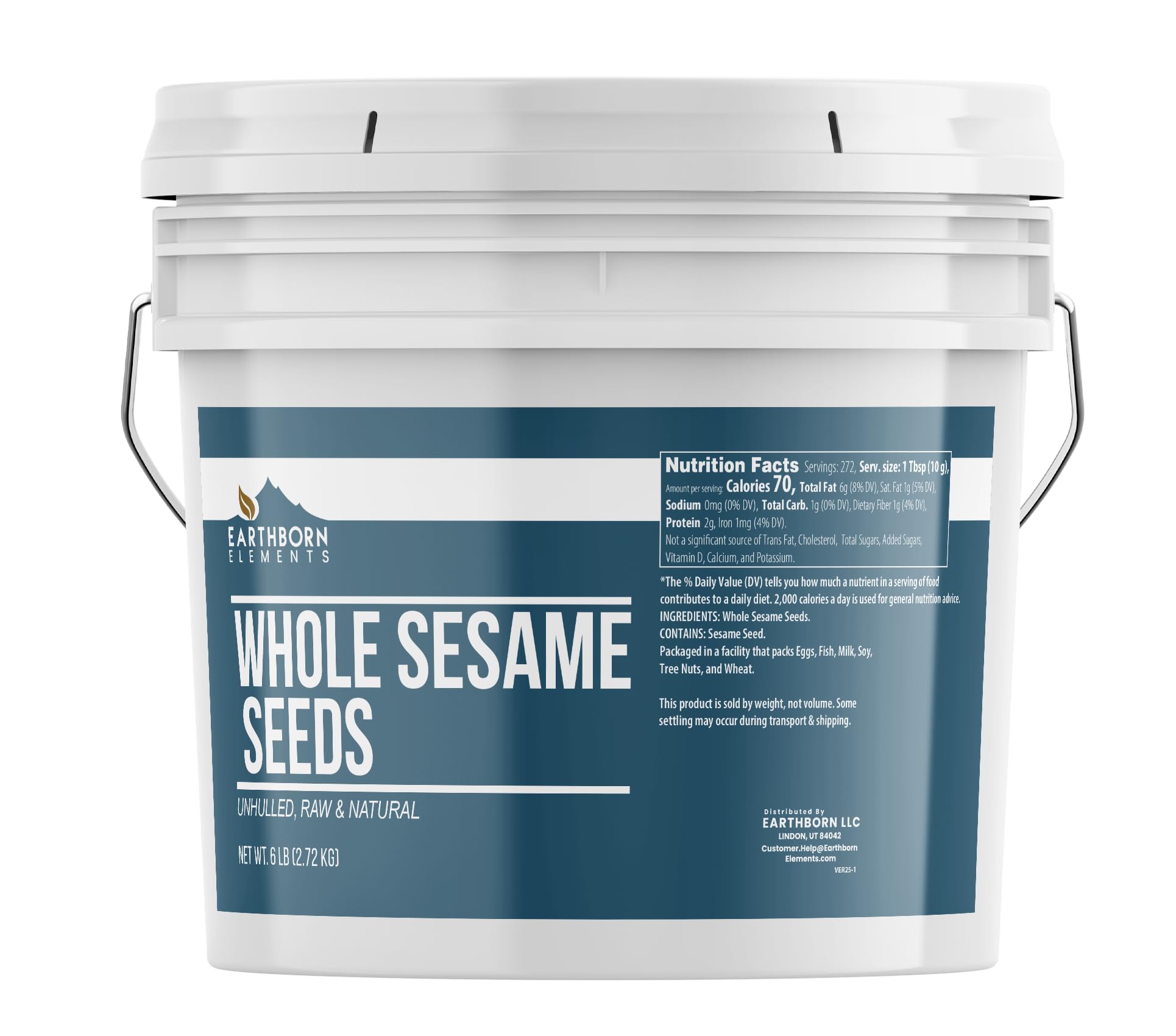 Earthborn Elements, Whole Sesame Seeds, Bucket, 6 Lb